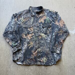 Men's Jerzees Outdoors Moss Oak Camo Camouflage Button Up Long Sleeve Shirt 2XL